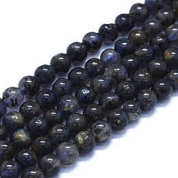 Honeyhandy Natural Iolite Beads Strands, Round, 6mm, Hole: 1mm, about 63~70pcs/Strand, 15.35 inch(39cm)