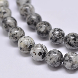 Honeyhandy Natural Sesame Jasper/Kiwi Jasper Beads Strands, Round, Gray, 10mm, Hole: 1mm, about 38pcs/strand, 15.5 inch