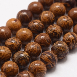 Honeyhandy Natural Elephant Skin Jasper/Miriam Stone/Calligraphy Stone Beads Strands, Round, 8mm, Hole: 1mm, about 48pcs/strand, 15.1 inch(39.5cm)