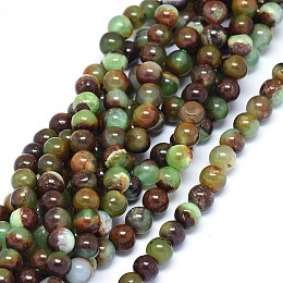 Honeyhandy Natural Chrysoprase Beads Strands, Round, 6mm, Hole: 0.8mm, about 70pcs/strand, 15.6~15.9 inch(39.7~40.5cm)