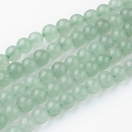 Honeyhandy Natural Green Aventurine Bead Strands, Round, 6~6.5mm, Hole: 1mm, about 60pcs/strand, 14.9 inch(38cm)