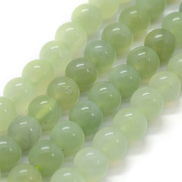 Honeyhandy Natural New Jade Beads Strands, Round, 8mm, Hole: 0.8mm, about 49pcs/strand, 15.3 inch(39cm)