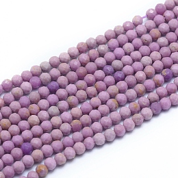 Honeyhandy Natural Lepidolite/Purple Mica Beads Strands, Faceted, Round, 3mm, Hole: 0.6mm, about 139pcs/strand, 14.96 inch(38cm)