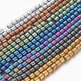 Honeyhandy Electroplated Natural Lava Rock Beads Strands, Round, Multi-color Plated, 4mm, Hole: 0.6mm, about 87pcs/Strand, 15.35 inch(39cm)