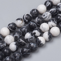 Honeyhandy Natural Gemstone Imitation Zebra Jasper Beads Strands, Round, 8mm, Hole: 1.2mm, about 48pcs/Strand, 15.55 inch(39.5cm)