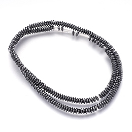 Honeyhandy Non-magnetic Synthetic Hematite Beads Strands, Heishi Beads, Flat Round/Disc, Original Color, 4x1~1.5mm, Hole: 1mm, about 258~261pcs/strand, 15.7 inch(40cm)