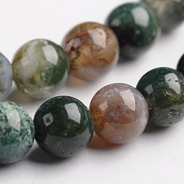 Honeyhandy Round Natural Indian Agate Gemstone Bead Strands, 6mm, Hole: 1mm, about 65pcs/strand, 14.9 inch