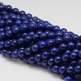 Honeyhandy Dyed Round Natural Lapis Lazuli Beads Strands, 4mm, Hole: 1mm, about 95pcs/strand, 15.5 inch