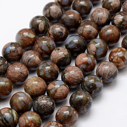 Honeyhandy Natural Glaucophane Beads Strands, Round, 12mm, Hole: 1mm, about 32pcs/strand, 15.1 inch