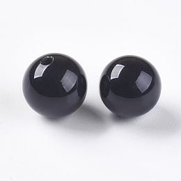 Honeyhandy Natural Black Onyx Beads, Half Drilled, Dyed & Heated, Round, 8mm, Hole: 1mm