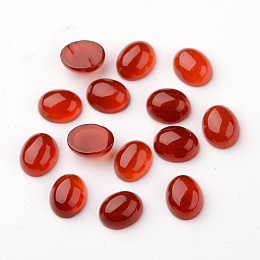 Honeyhandy Grade A Natural Red Agate Oval Cabochons, Dyed, Red, 10x8x4.5mm