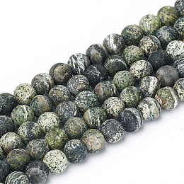 Honeyhandy Natural Silver Line Jasper Beads Strands, Frosted, Round, 6.5mm, Hole: 1mm, about 59pcs/strand, 15.57 inch(37cm)