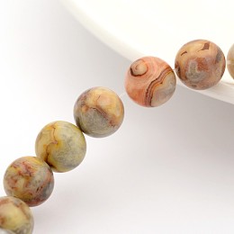 Honeyhandy Natural Crazy Agate Round Bead Strands, 6mm, Hole: 1mm, about 31pcs/strand, 7.5 inch