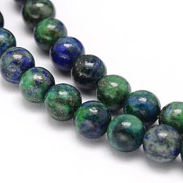 Honeyhandy Natural Chrysocolla and Lapis Lazuli Beads Strands, Dyed, Round, 6mm, Hole: 1mm, about 63pcs/strand, 15.5 inch