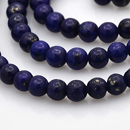 Honeyhandy Dyed Natural Lapis Lazuli Round Beads Strands, 4mm, Hole: 1mm, about 101pcs/strand, 15.7 inch