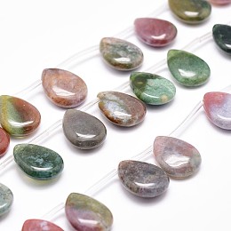 Honeyhandy Natural Indian Agate Beads Strands, Top Drilled Beads, Flat Teardrop, 20x15x6mm, Hole: 1.2mm, about 20pcs/strand