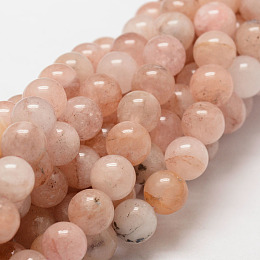 Honeyhandy Natural Morganite Round Bead Strands, 8mm, Hole: 1mm, about 50pcs/strand, 15.7 inch