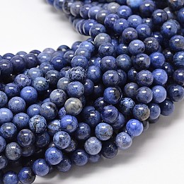 Honeyhandy Natural Grade AA Dumortierite Quartz Round Bead Strands, 4mm, Hole: 1mm, about 90pcs/strand, 15.7 inch