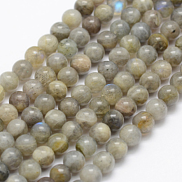 Honeyhandy Natural Labradorite Beads Strands, Grade A-, Round, 6mm, Hole: 1mm, about 66pcs/strand, 15.3 inch(39cm)