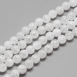 Honeyhandy Natural Crackle Quartz Crystal Beads Strands, Round, 6mm, Hole: 1mm, about 78pcs/strand, 15.7 inch