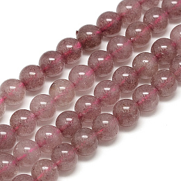 Honeyhandy Natural Strawberry Quartz Beads Strands, Round, 10x9.5mm, Hole: 1mm, about 38pcs/strand, 14.5 inch