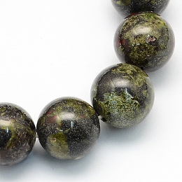 Honeyhandy Round Natural Dragon Blood Jasper Beads Strands, 6~7mm, Hole: 1mm, about 60pcs/strand, 15.1 inch