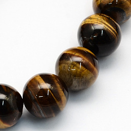 Honeyhandy Natural Tiger Eye Round Beads Strands, 14.5mm, Hole: 1.5mm, about 28pcs/strand, 15.1 inch