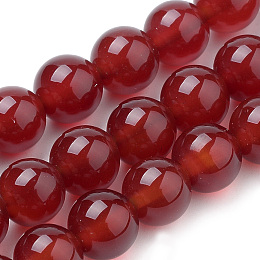 Honeyhandy Natural Carnelian Beads Strands, Dyed, Round, 14mm, Hole: 1mm, about 28pcs/strand, 15.7 inch