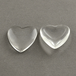 Honeyhandy Transparent Glass Heart Cabochons,, Clear, 10x10x4~4.5mm