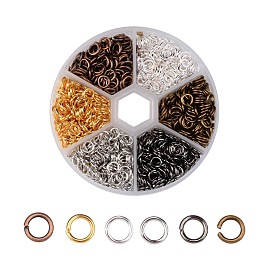 Honeyhandy 1 Box Open Jump Rings Brass Jump Rings, Mixed Color, 18 Gauge, 6x1mm, Inner Diameter: 4mm, about 120g/box