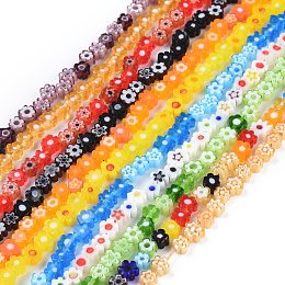 ARRICRAFT Handmade Millefiori Glass Bead Strands, Flower, Colorful, 3.7~5.6x2.6mm, Hole: 1mm; about 88~110pcs/Strand, 15.75''(40cm)