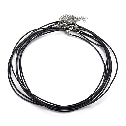 Honeyhandy Round Leather Cord Necklaces Making, with 304 Stainless Steel Lobster Claw Clasps and Extender Chain, Black, 18.1 inch, 2mm