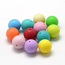 Honeyhandy Food Grade Eco-Friendly Silicone Beads, Round, Mixed Color, 14~15mm, Hole: 2mm