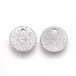 Honeyhandy 304 Stainless Steel Charms, Textured, Flat Round with Bumpy, Stainless Steel Color, 8x1mm, Hole: 1.2mm