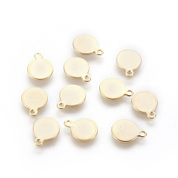 Honeyhandy 304 Stainless Steel Charms, Flat Round, Stamping Blank Tag, Golden, 10.5x8x0.9mm, Hole: 1mm