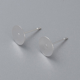 Honeyhandy 304 Stainless Steel Stud Earring Findings, Flat Round, Silver, 8x0.3mm, Pin: 0.7mm