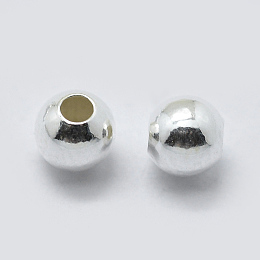 Honeyhandy 925 Sterling Silver Spacer Beads, Round, Silver, 4mm, Hole: 1mm, about 90pcs/10g