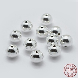 Honeyhandy 925 Sterling Silver Spacer Beads, Round, Silver, 10mm, Hole: 1.9~2mm, about 8pcs/10g