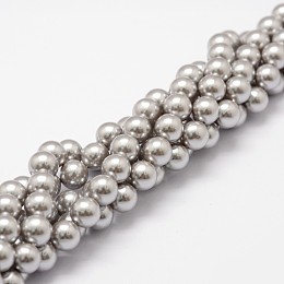 ARRICRAFT Shell Pearl Beads Strands, Grade A, Round, Gray, 6mm, Hole: 1mm, about 62pcs/strand, 16 inches