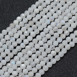 Honeyhandy Natural Moonstone Beads Strands, Round, Faceted, 3mm, Hole: 0.5mm, about 113pcs/strand, 15.35 inch(39cm)