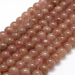 Honeyhandy Natural Strawberry Quartz Beads Strands, Round, 8mm, Hole: 1mm, about 49pcs/strand, 15.3 inch