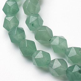 Honeyhandy Natural Green Aventurine Bead Strands, Star Cut Round Beads, Faceted, 7~8mm, Hole: 1mm, about 45~48pcs/strand, 14.96 inch