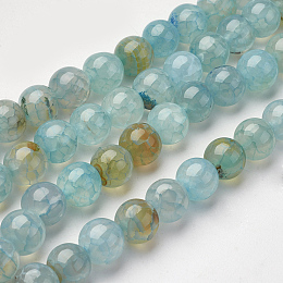 Honeyhandy Natural Agate Beads Strands, Dyed, Round, Light Blue, 8mm, Hole: 1mm, about 48pcs/strand, 15.3 inch(39cm)