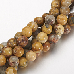 Honeyhandy Natural Crazy Agate Round Bead Strands, 8mm, Hole: 1mm, about 24pcs/strand, 7.5 inch