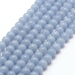 Honeyhandy Natural Angelite Beads Strands, Anhydrite Beads, Round, Light Steel Blue, 6mm, Hole: 1mm, about 65pcs/strand, 15.7 inch