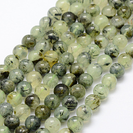 Honeyhandy Natural Prehnite Beads Strands, Round, Grade AB, 8mm, Hole: 1mm, about 50pcs/strand, 15.3 inch(39cm)