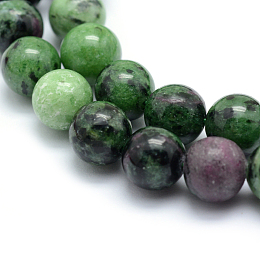 Honeyhandy Natural Ruby in Zoisite Round Beads Strands, 8mm, Hole: 1mm, about 47pcs/strand, 15.7 inch(40cm)