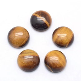 Honeyhandy Natural Tiger Eye Cabochons, Half Round, 12x5~6mm