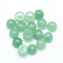 Honeyhandy Natural Green Aventurine Cabochons, Half Round, 4x2~4mm