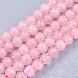 Honeyhandy Natural Rose Quartz Bead Strands, Round, 4mm, Hole: 0.5mm, about 95pcs/strand, 14.9 inch